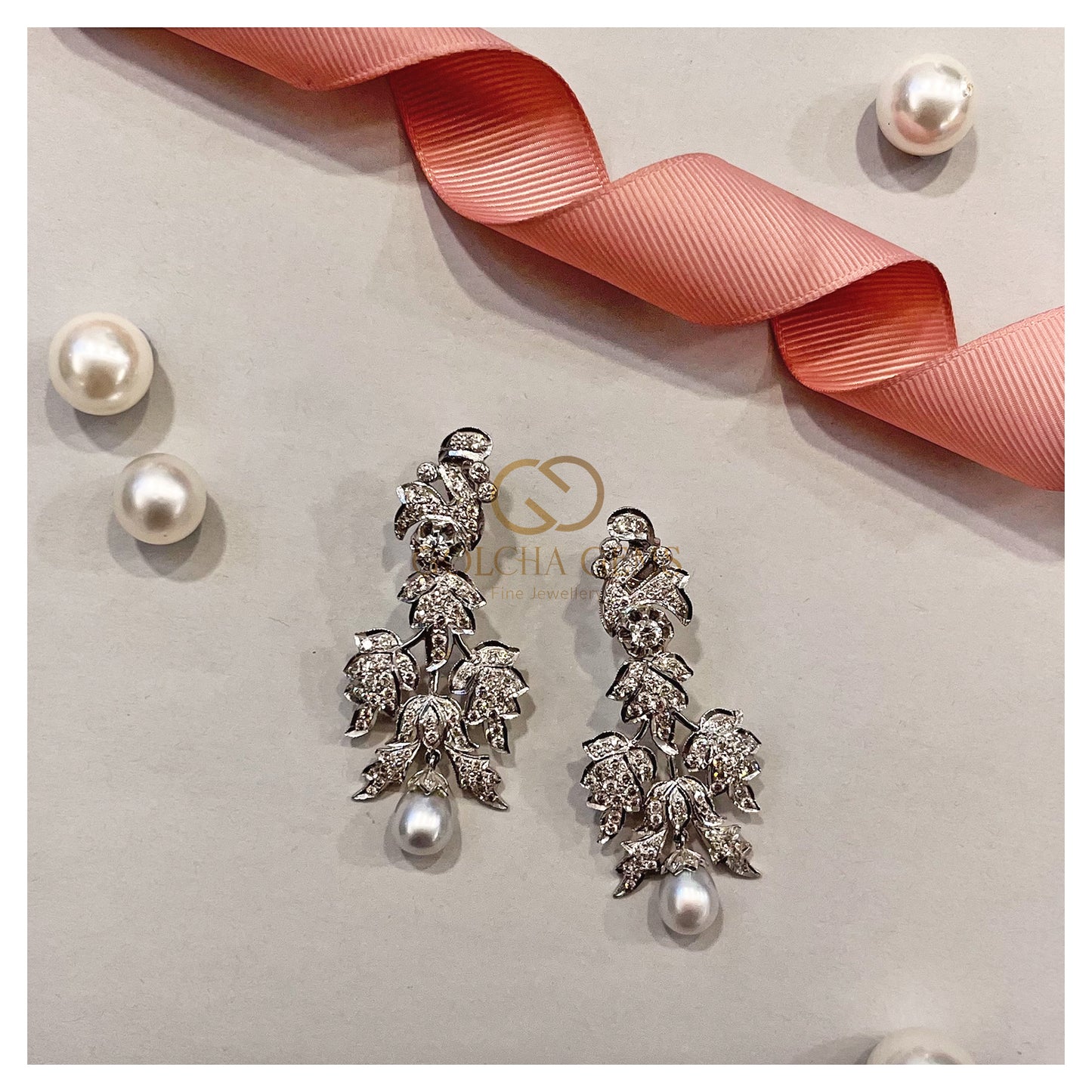 Natural Diamond & Pearl Elegance Earrings