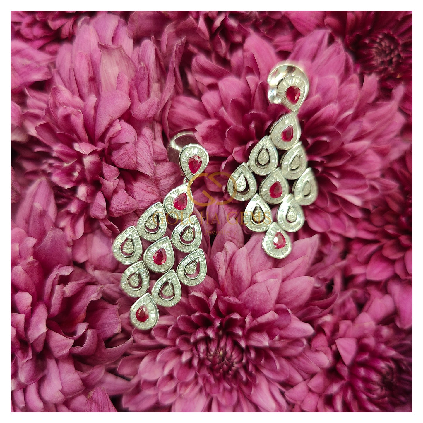 Natural Ruby and Diamond Earring