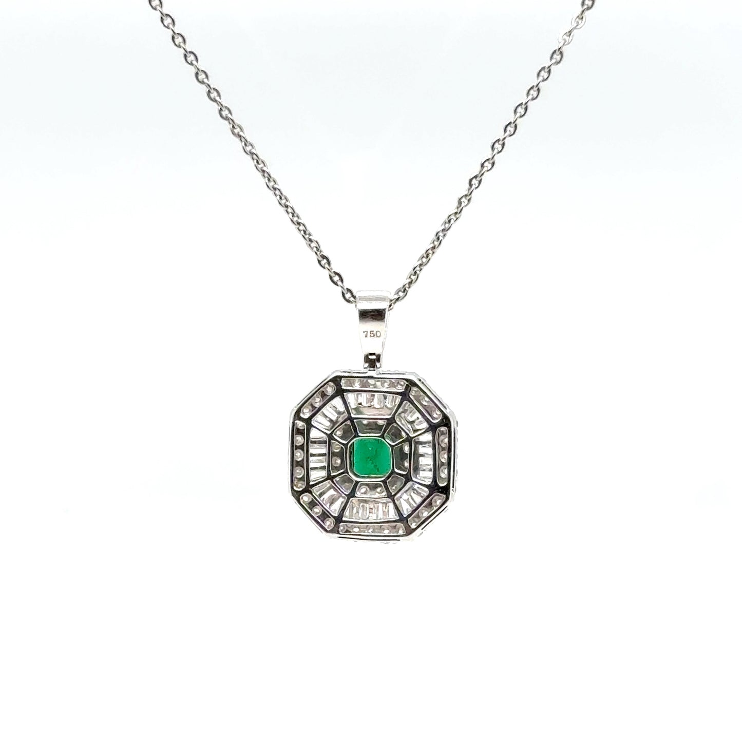 Natural Emerald and Diamond Pendant