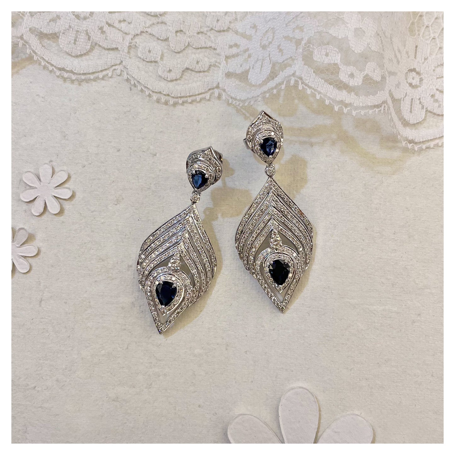 Natural Sapphire and Diamond Earring