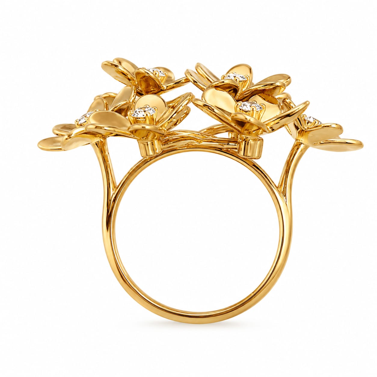 Golden Petals Natural Diamond Ring