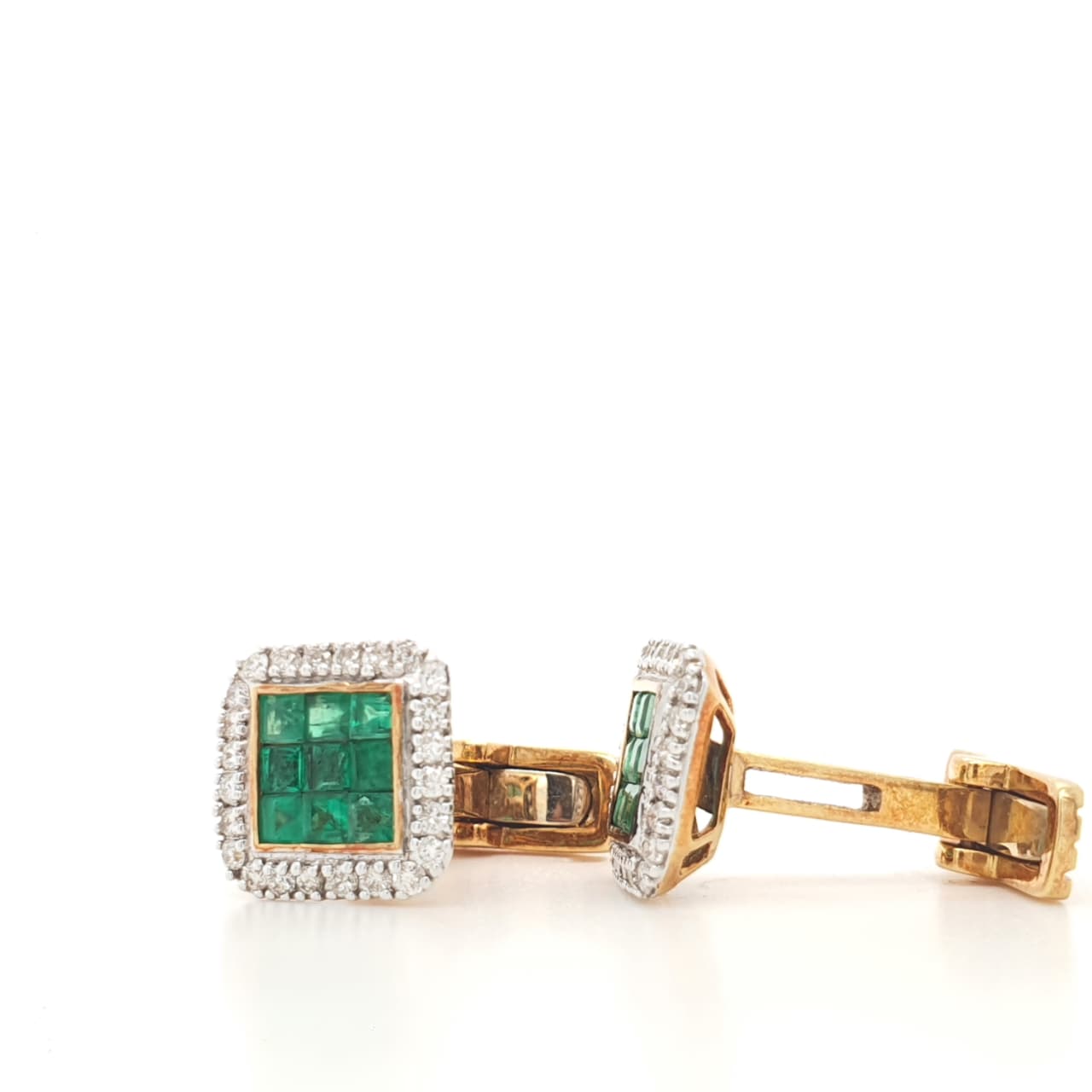 Natural Emerald and Diamond Cufflinks