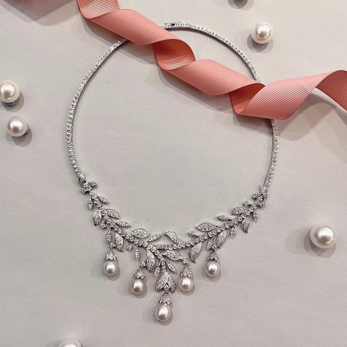 Natural Diamond And Pearls Necklace