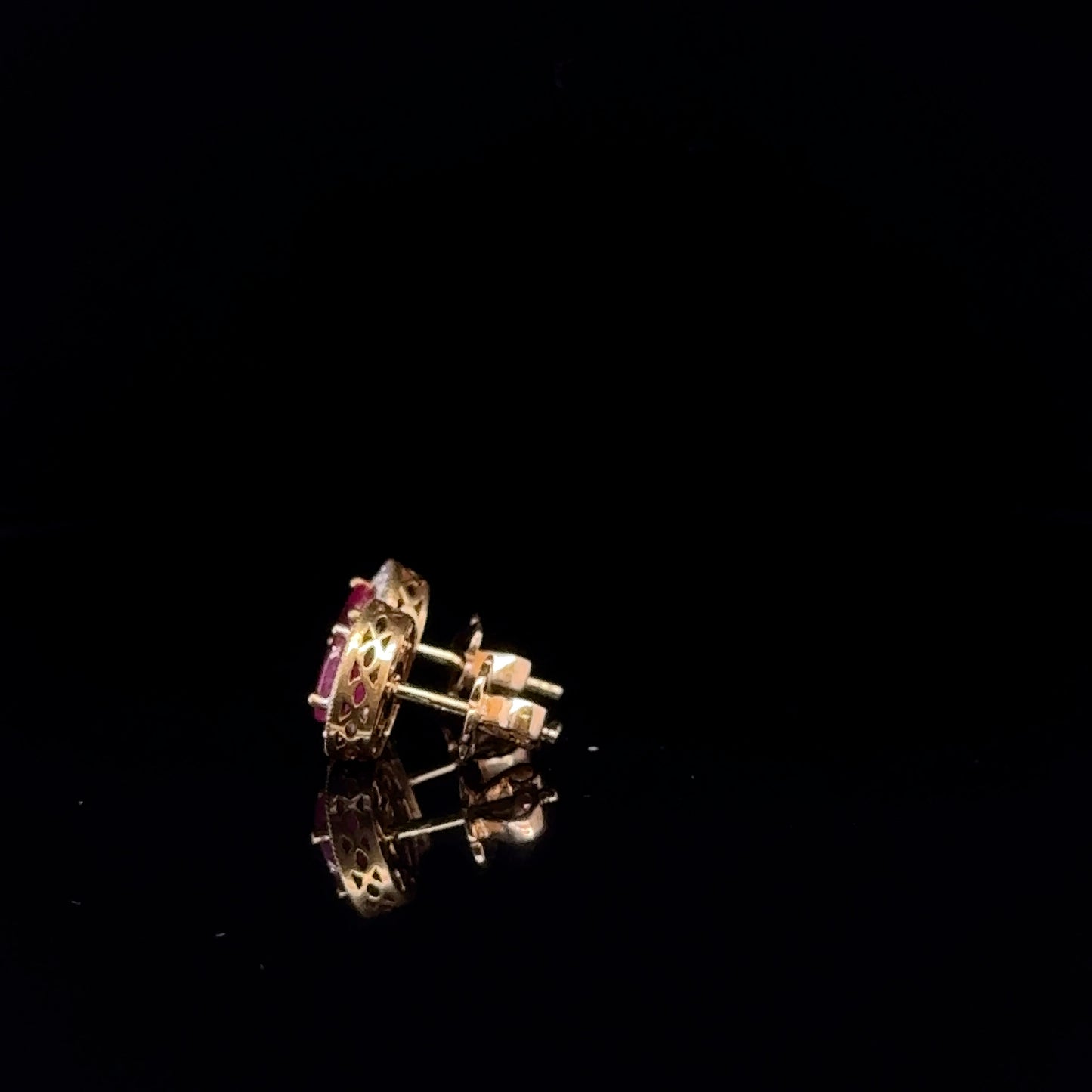 Natural Ruby and Diamond Earring Studs