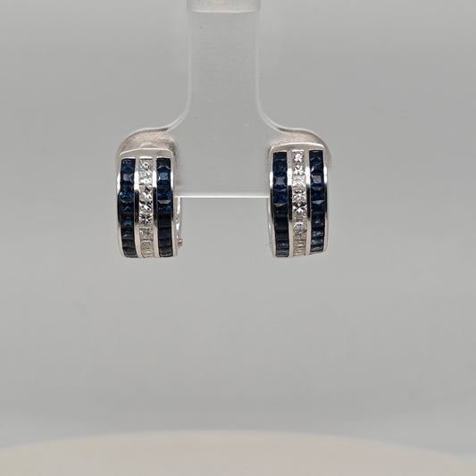 Natural Sapphire and Diamond Earring