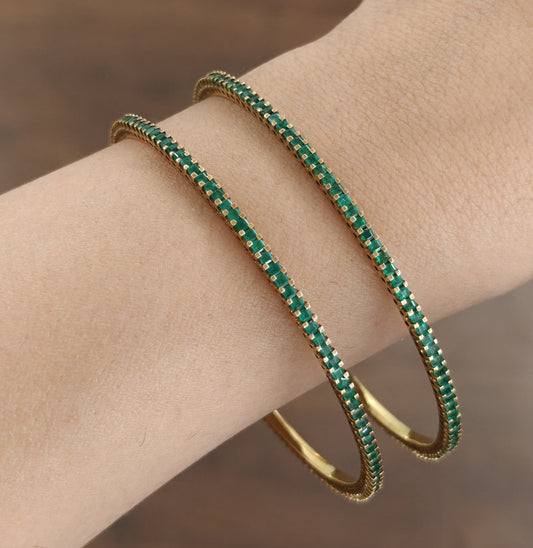 Natural Emerald Bangle pair