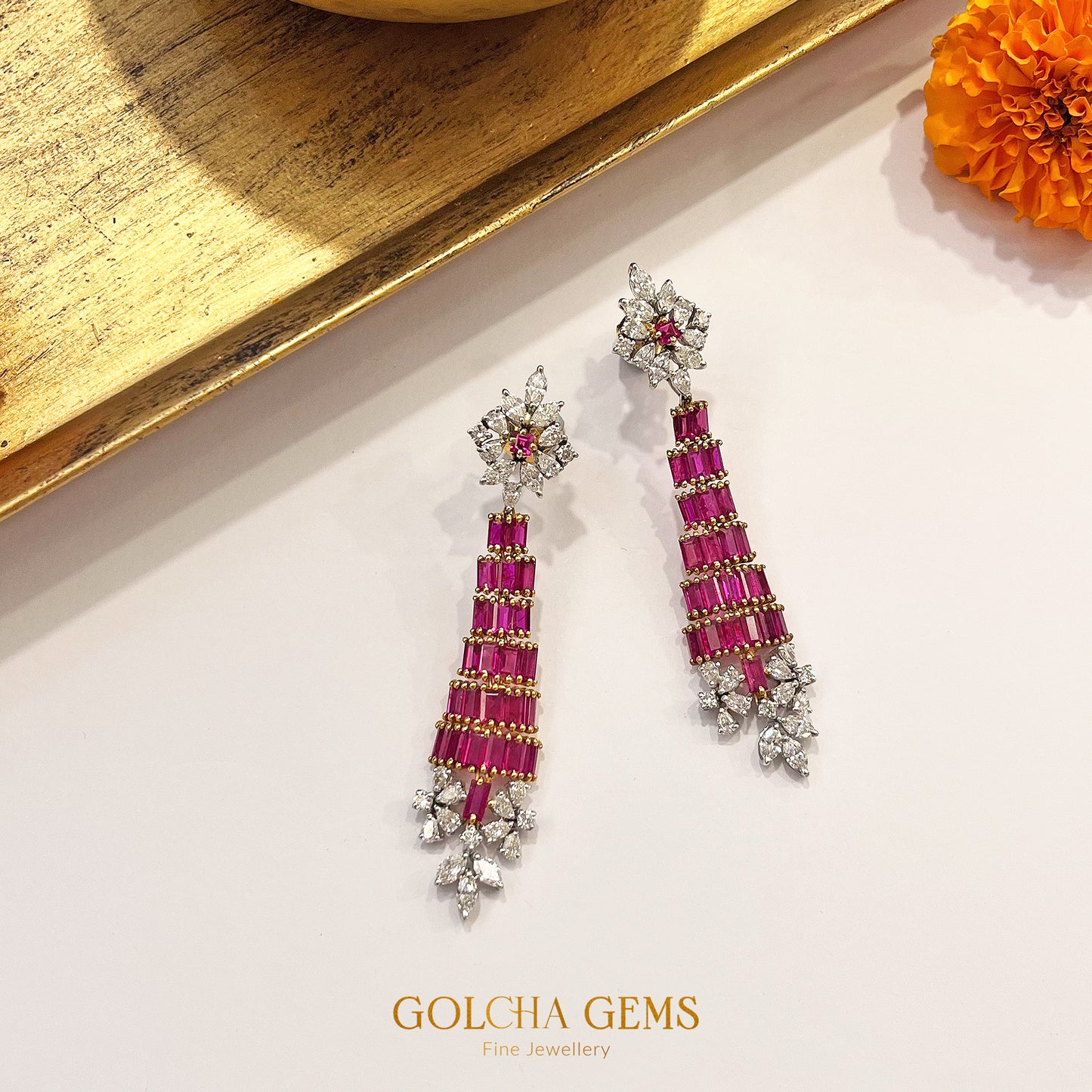 Natural Ruby and Diamond Earring