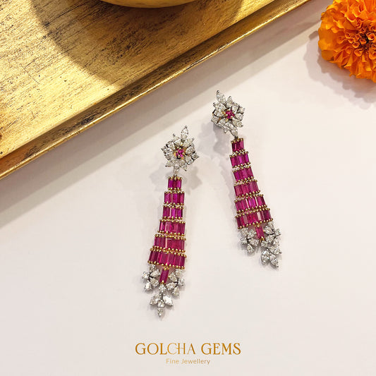 Natural Ruby and Diamond Earring