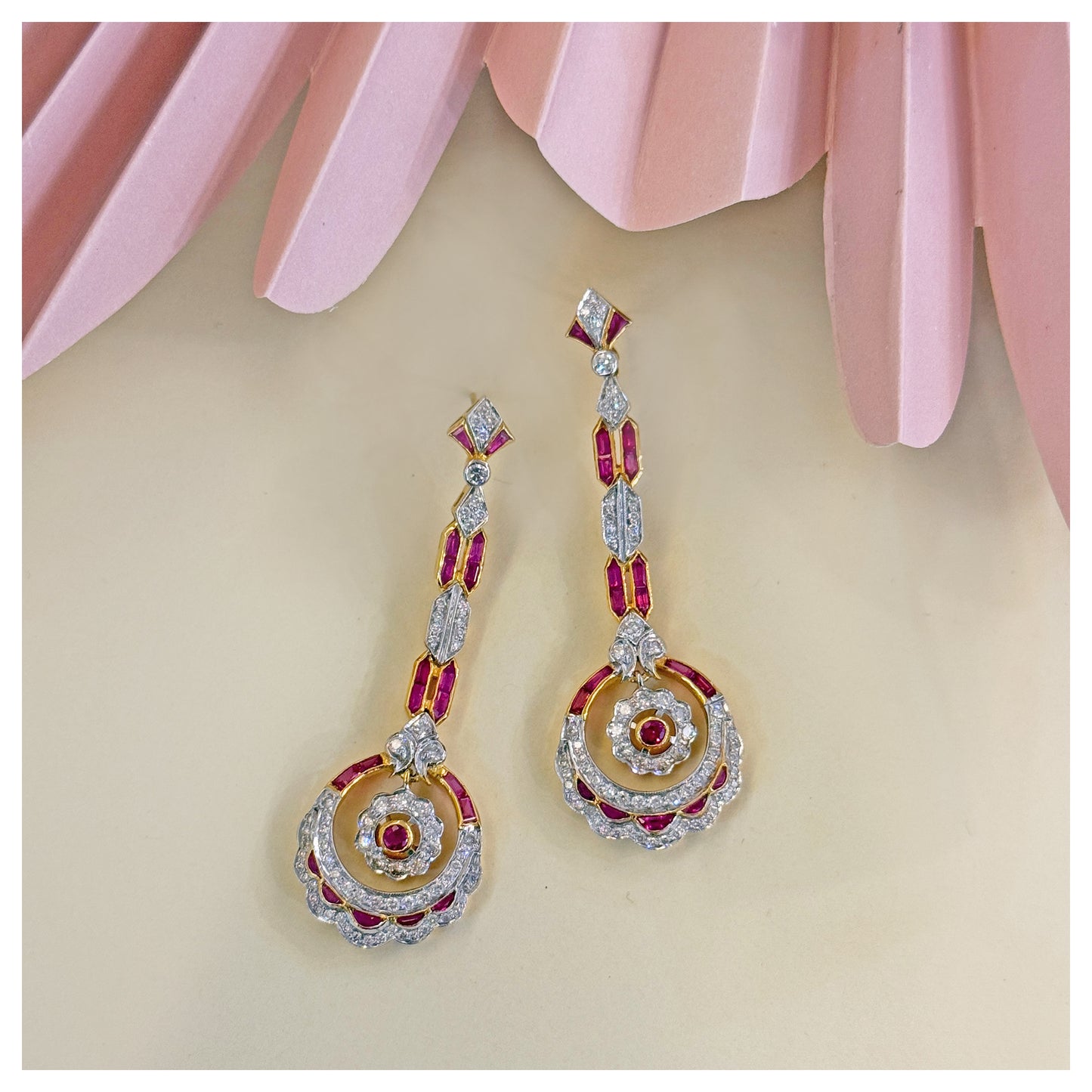 Natural Ruby and Diamond Earring