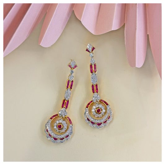 Natural Ruby and Diamond Earring