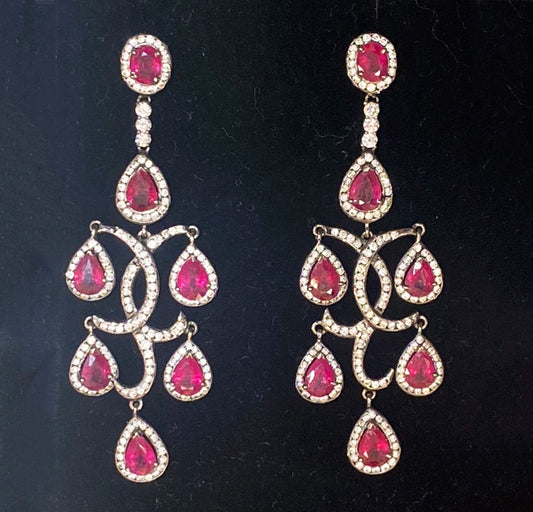 Natural Ruby and Diamond Earring