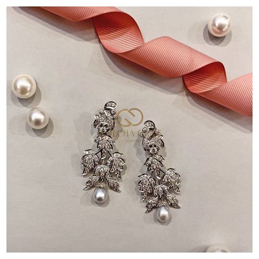Natural Diamond & Pearl Elegance Earrings