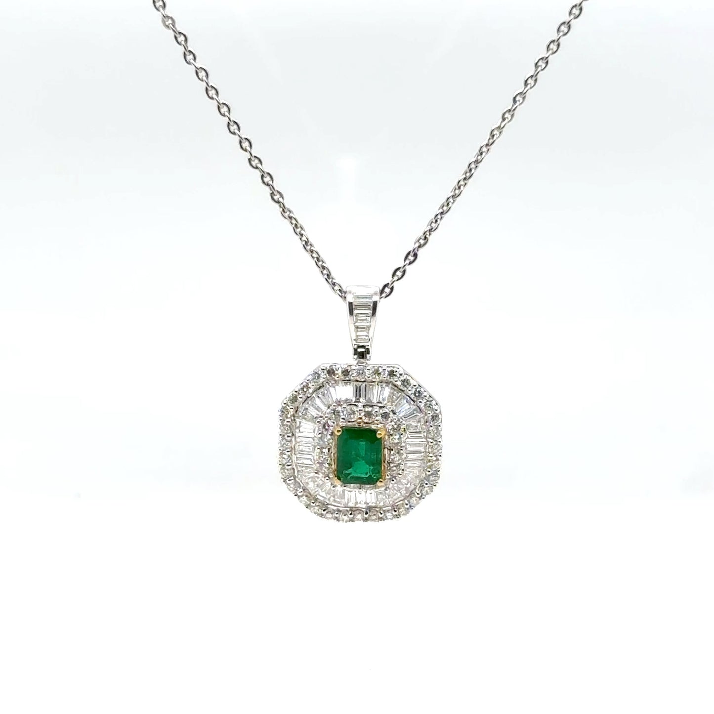Natural Emerald and Diamond Pendant