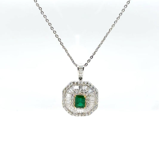 Natural Emerald and Diamond Pendant