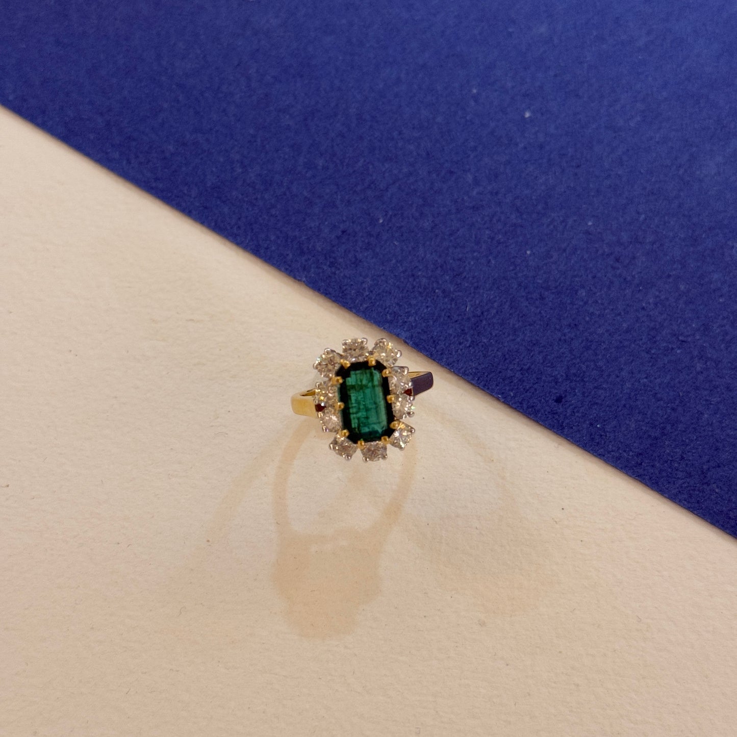 Natural Emerald and Diamond Ring