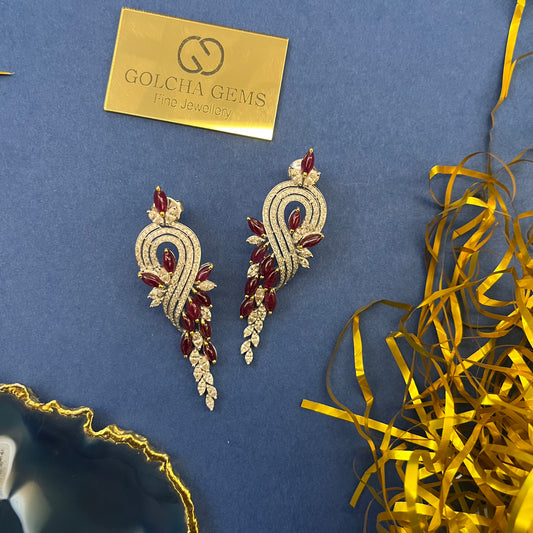 Natural Ruby and Diamond Earring