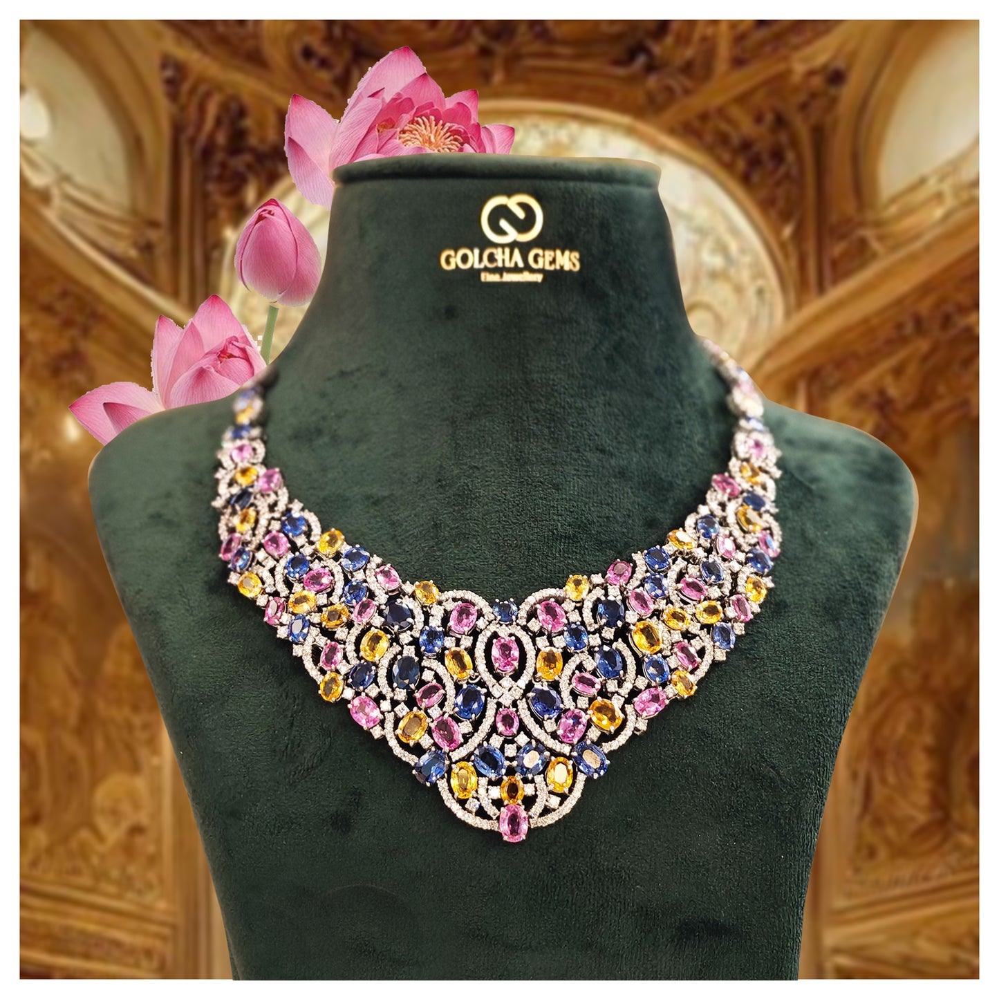 Natural Sapphire and Diamond Necklace