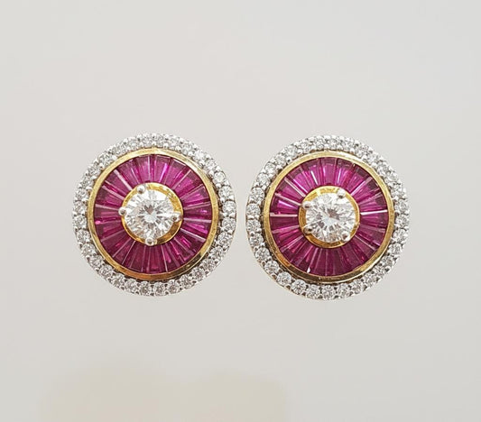 Natural Ruby and Diamond Earring