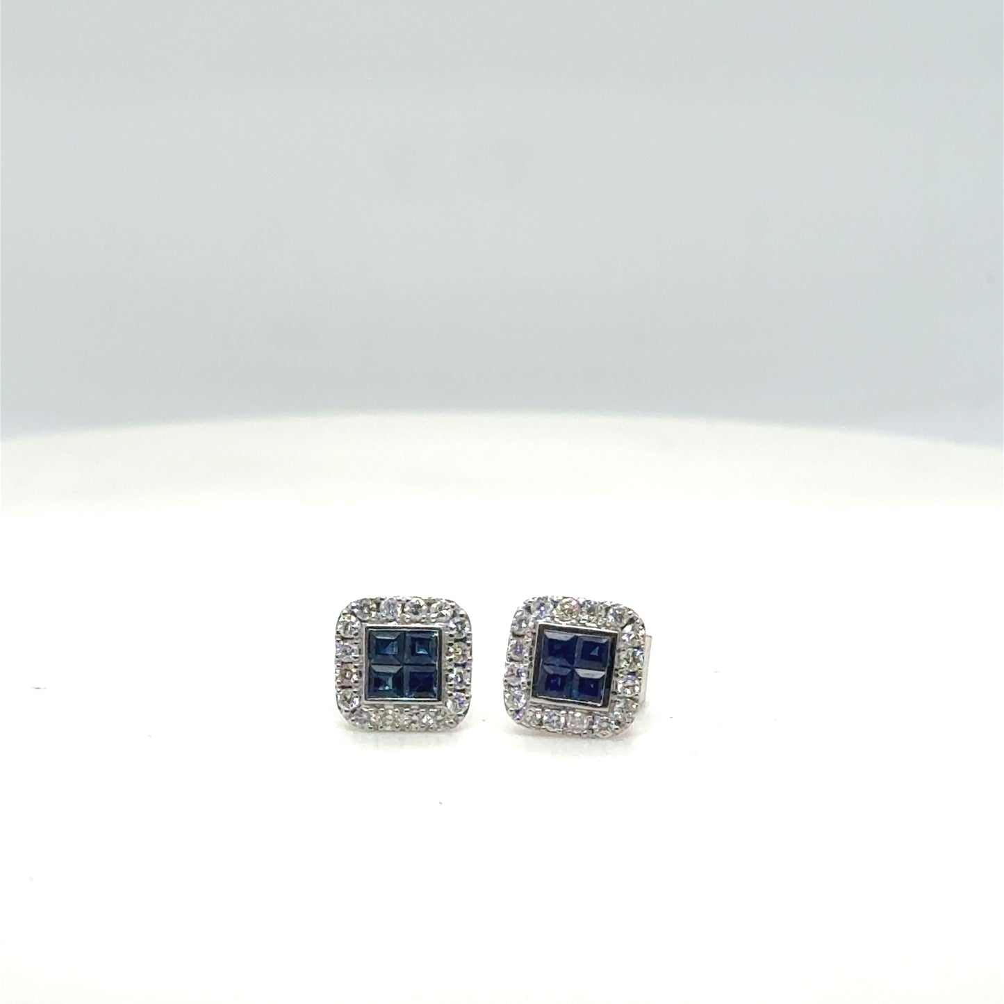Natural Sapphire and Diamond Earring Studs