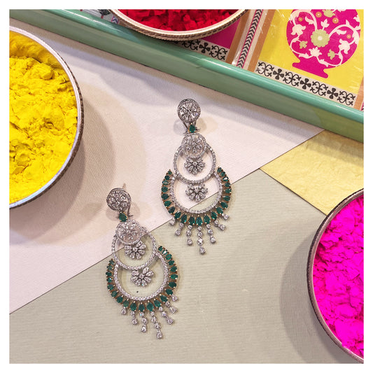 Natural Emerald And Diamond Earring