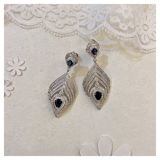 Natural Sapphire and Diamond Earring