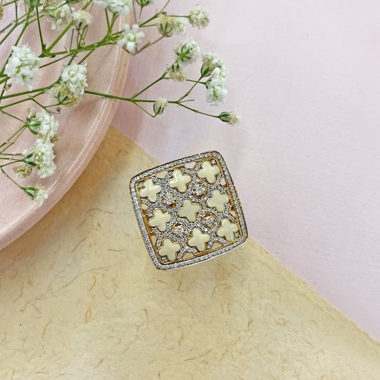 Natural Diamond Ring with Enamel