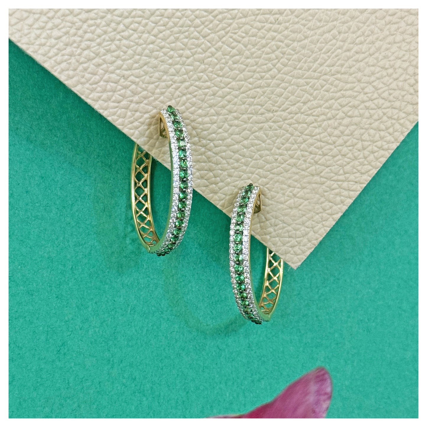 Natural Tsavorite and Diamond Earring