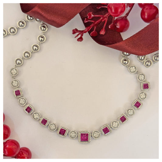 Natural Ruby and Diamond Necklace