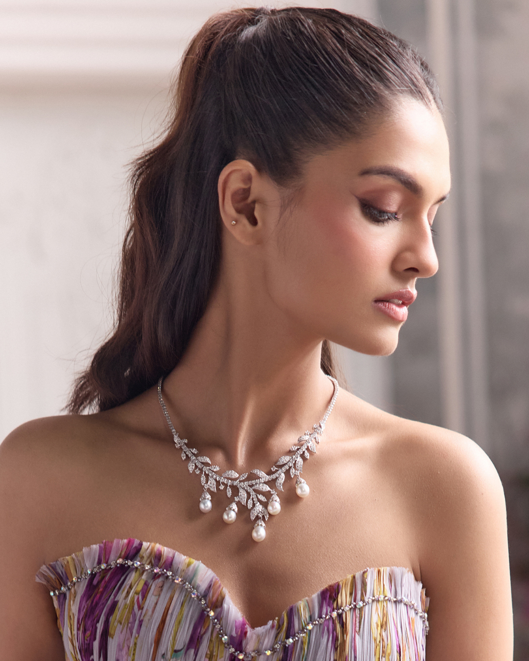 Natural Diamond And Pearls Necklace
