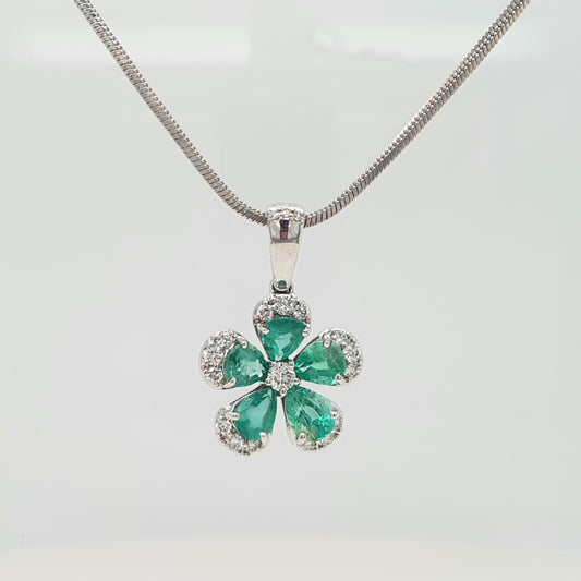 Natural Emerald And Diamond Pendant