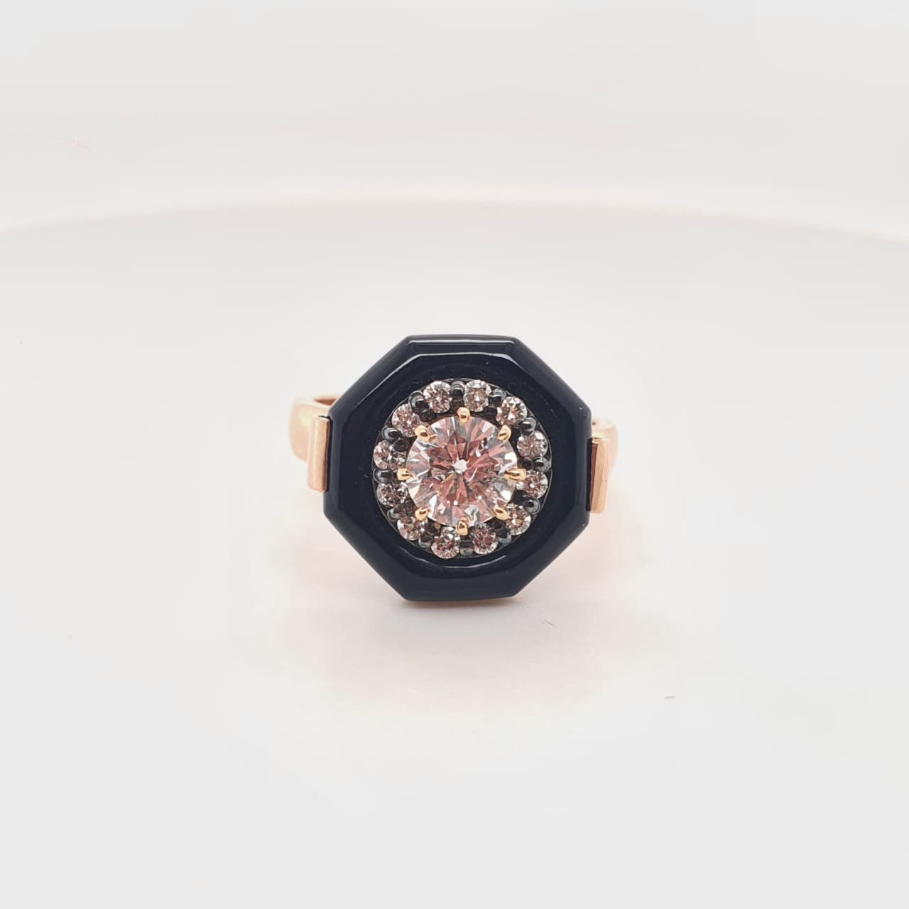 Onyx Elegance & Natural Diamond Ring