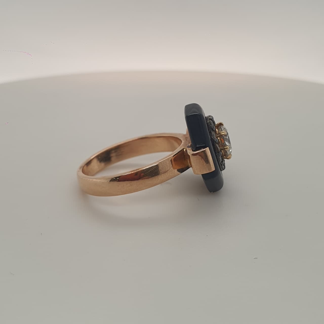 Onyx Elegance & Natural Diamond Ring