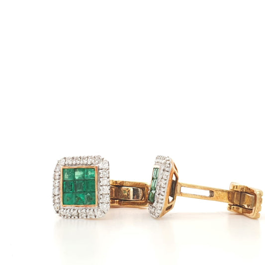 Natural Emerald and Diamond Cufflinks