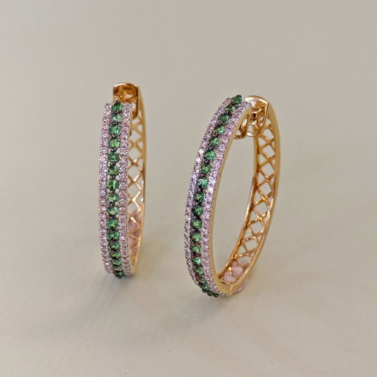 Natural Tsavorite and Diamond Earring