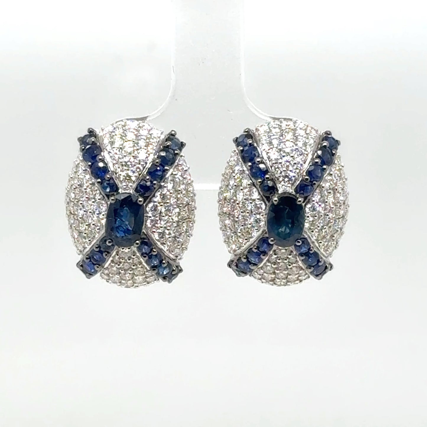 Natural Sapphire and Diamond Earring Studs