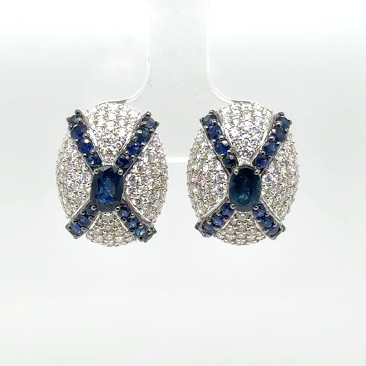 Natural Sapphire and Diamond Earring Studs