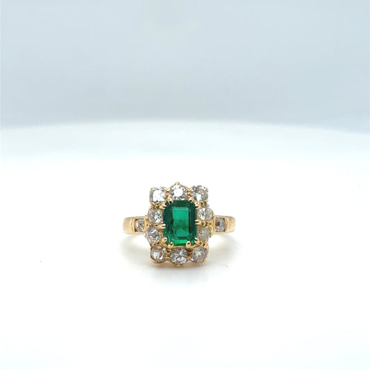 Natural Emerald and Diamond Ring