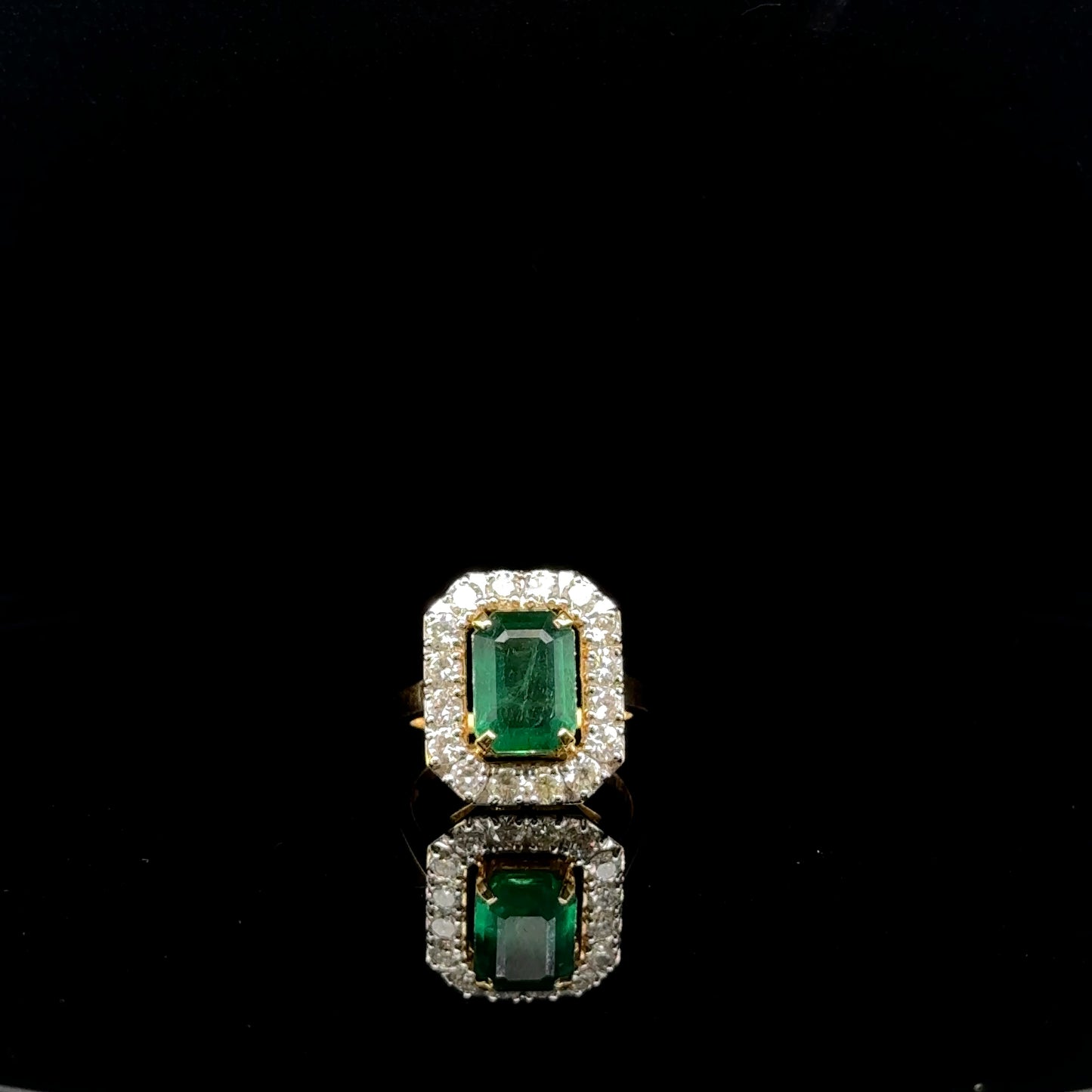 Natural Emerald and Diamond Ring
