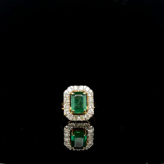 Natural Emerald and Diamond Ring