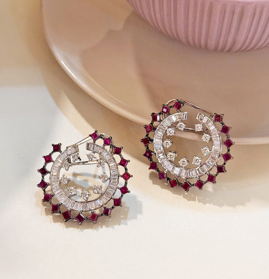 Natural Ruby and Diamond Earring