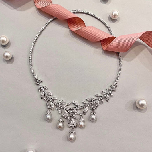 Natural Diamond And Pearls Necklace