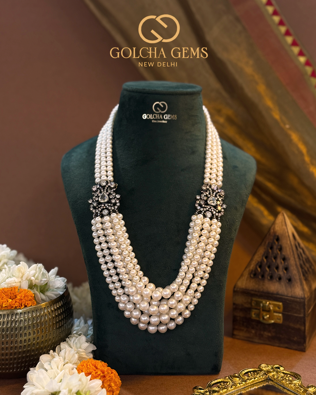 Natural Akoya Pearl and Rose-Cut Diamond Necklace