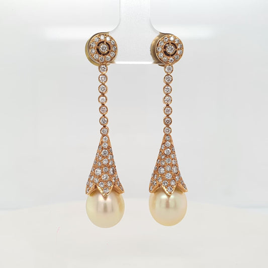 Natural South Sea Pearl and Diamond Earring