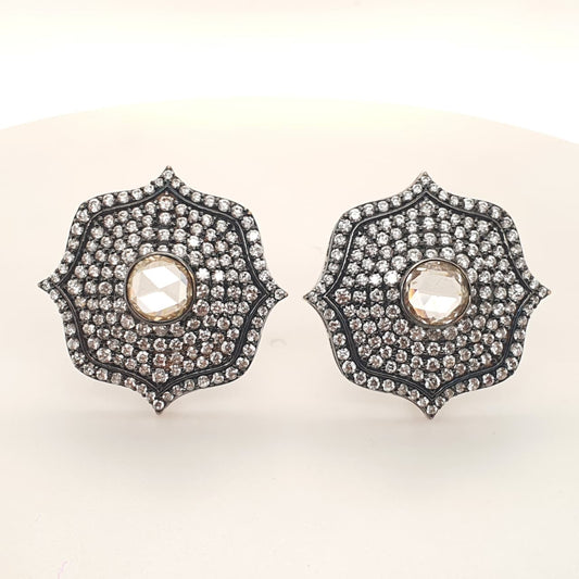 Center Rose Cut Diamond Studs