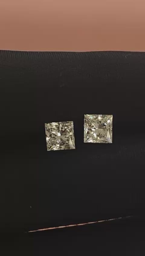 Natural Princess Cut Diamond Pair