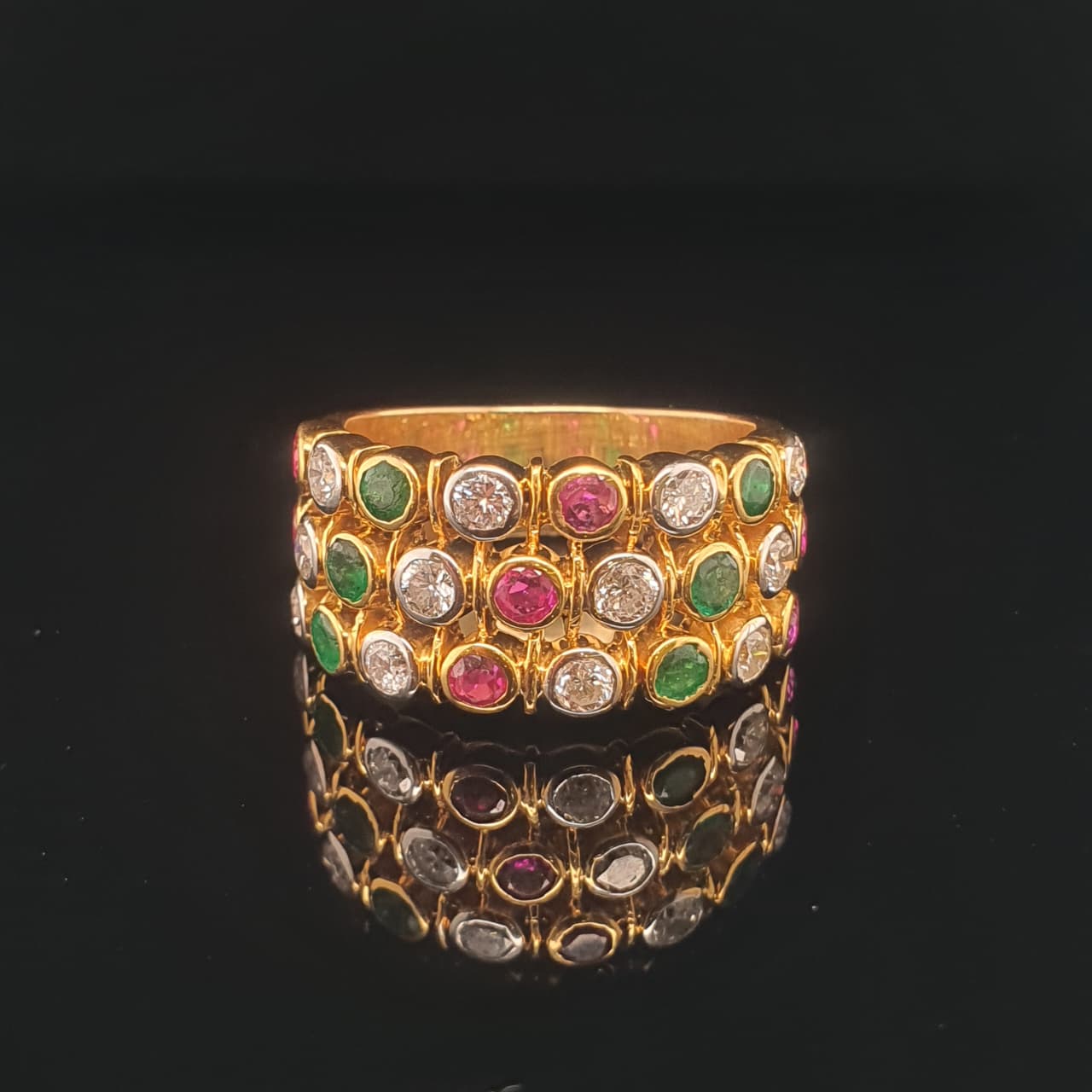 Natural Color stone Harmony Diamond Band