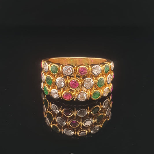 Natural Color stone Harmony Diamond Band