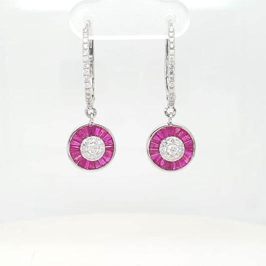 Natural Ruby and Diamond Earring