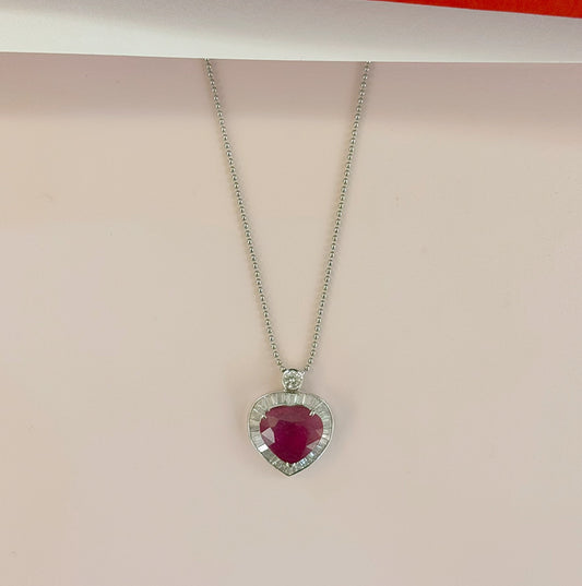 Natural Ruby and Diamond Pendant