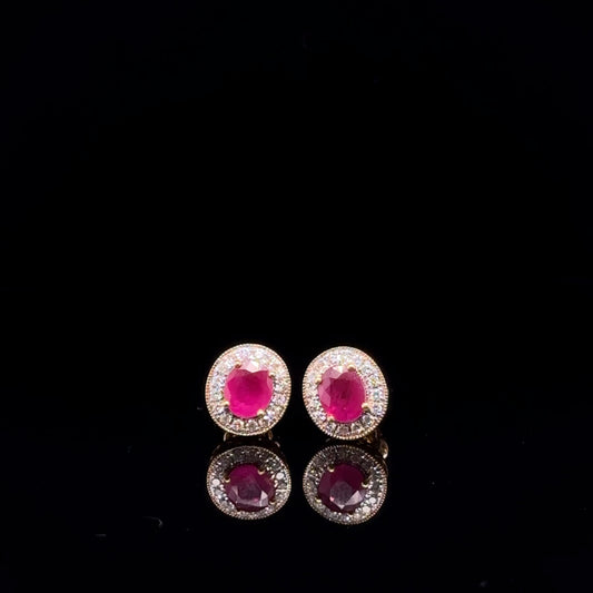 Natural Ruby and Diamond Earring Studs